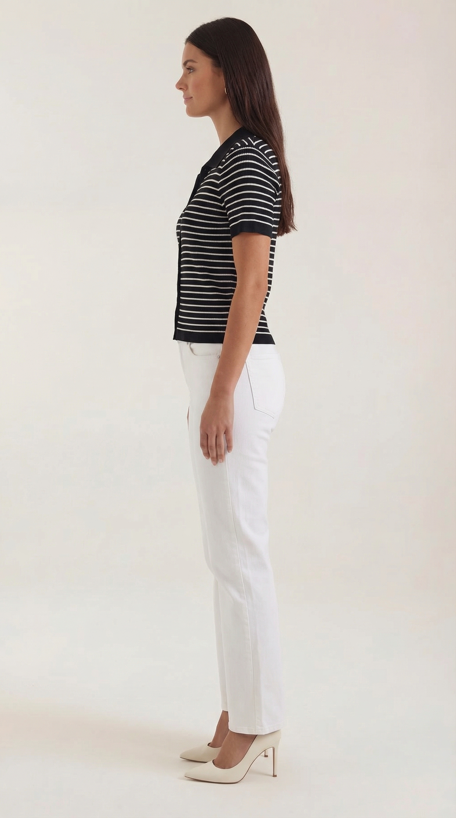 Striped Cropped Polo Top