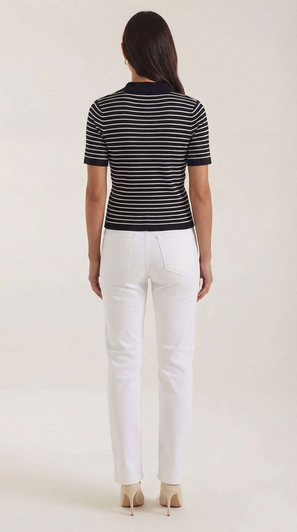 Striped Cropped Polo Top