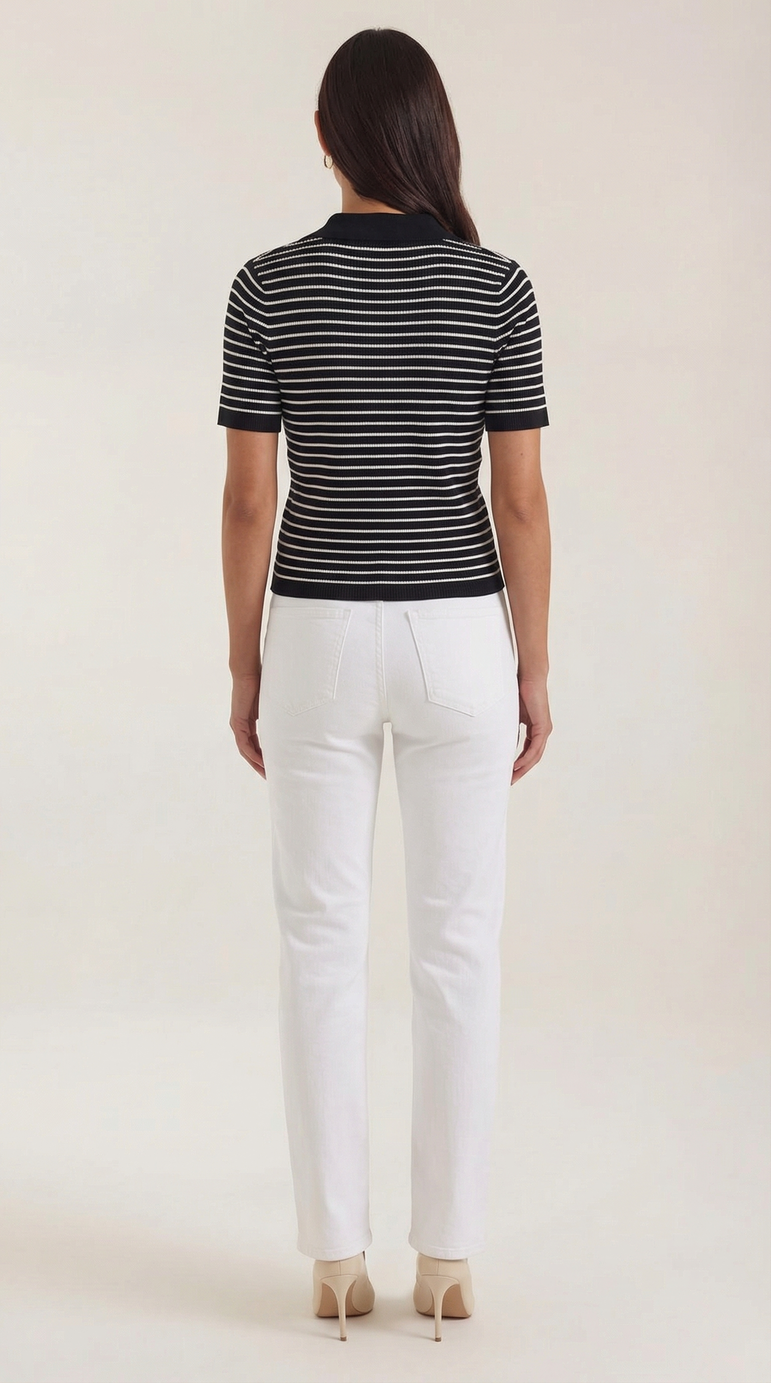Striped Cropped Polo Top
