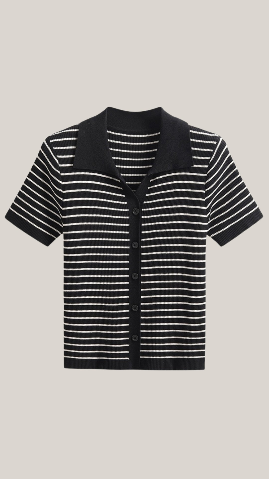 Striped Cropped Polo Top