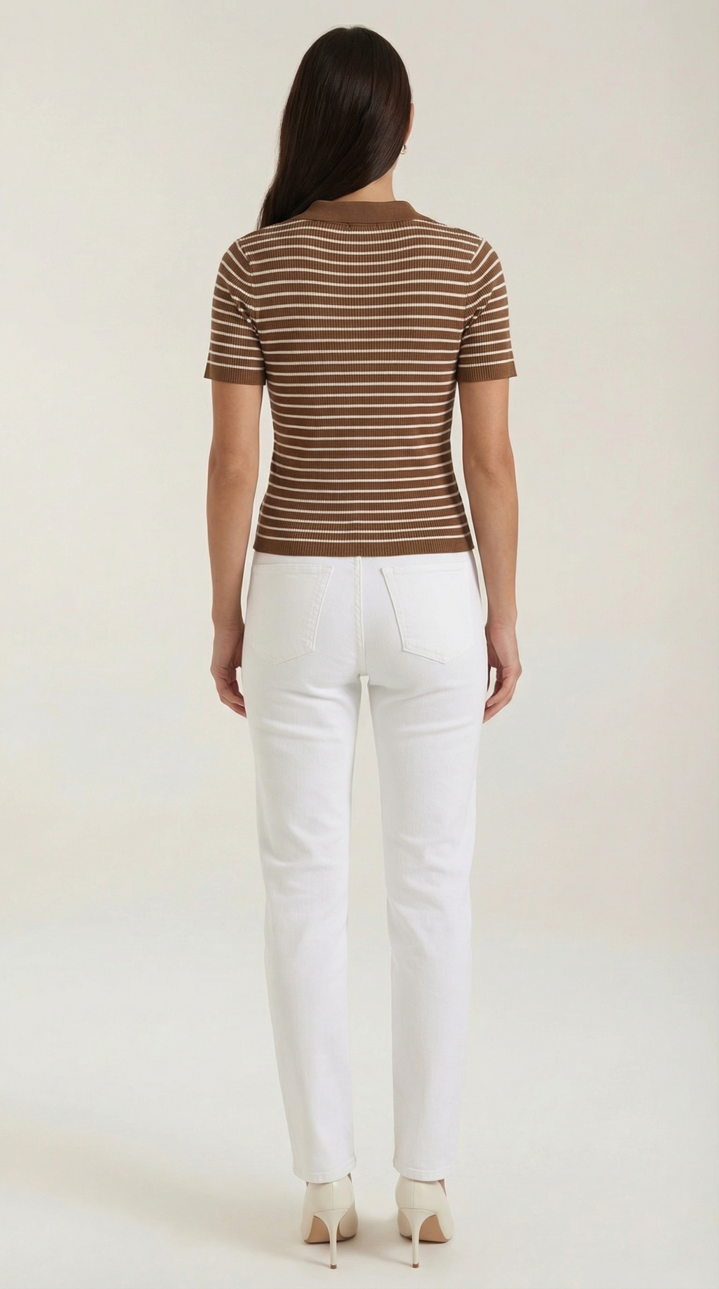 Striped Cropped Polo Top