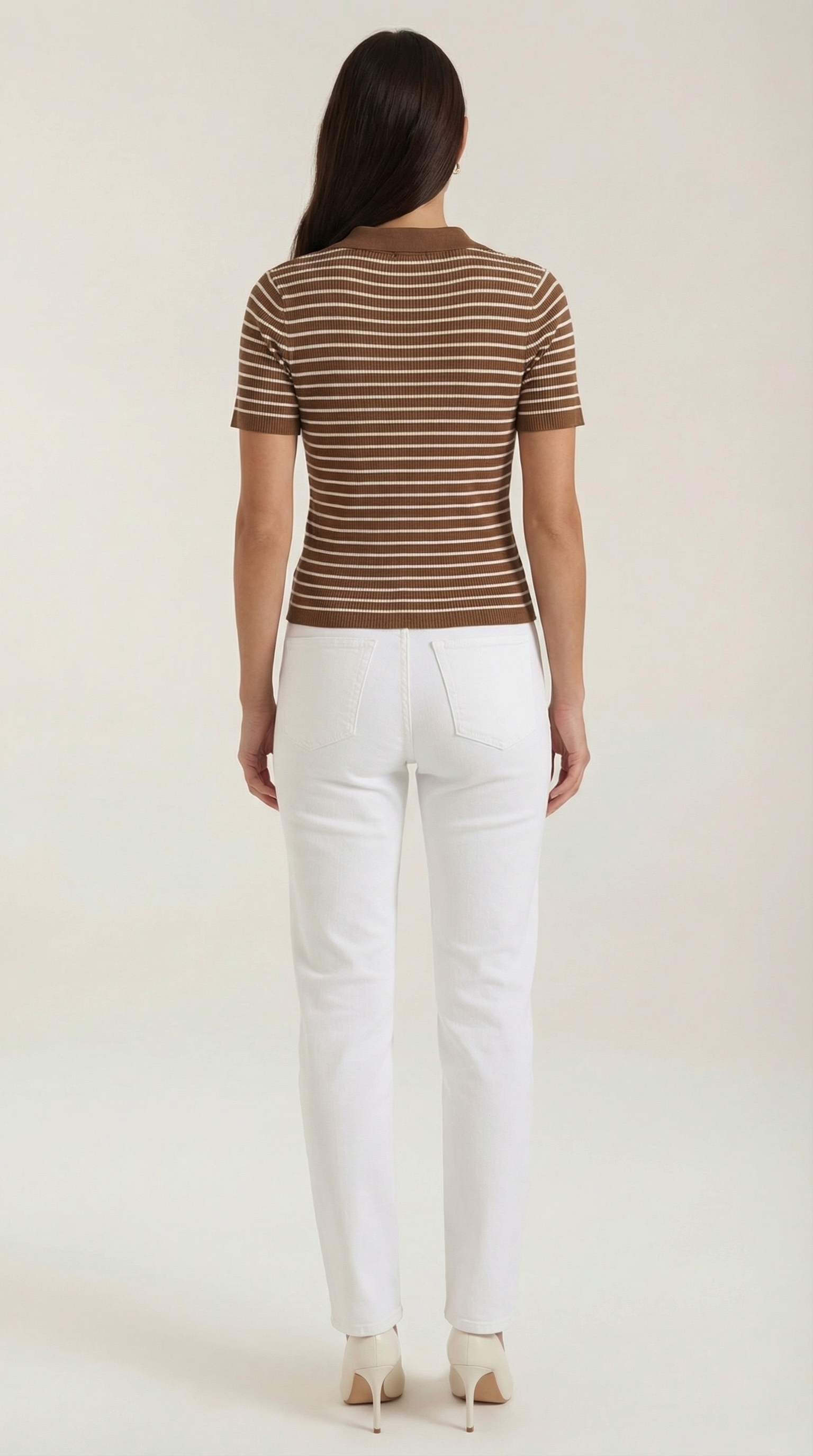 Striped Cropped Polo Top