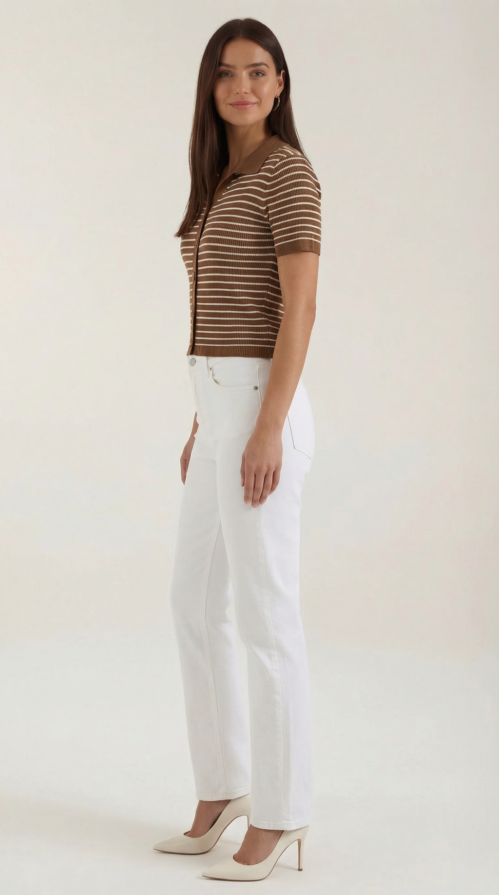 Striped Cropped Polo Top