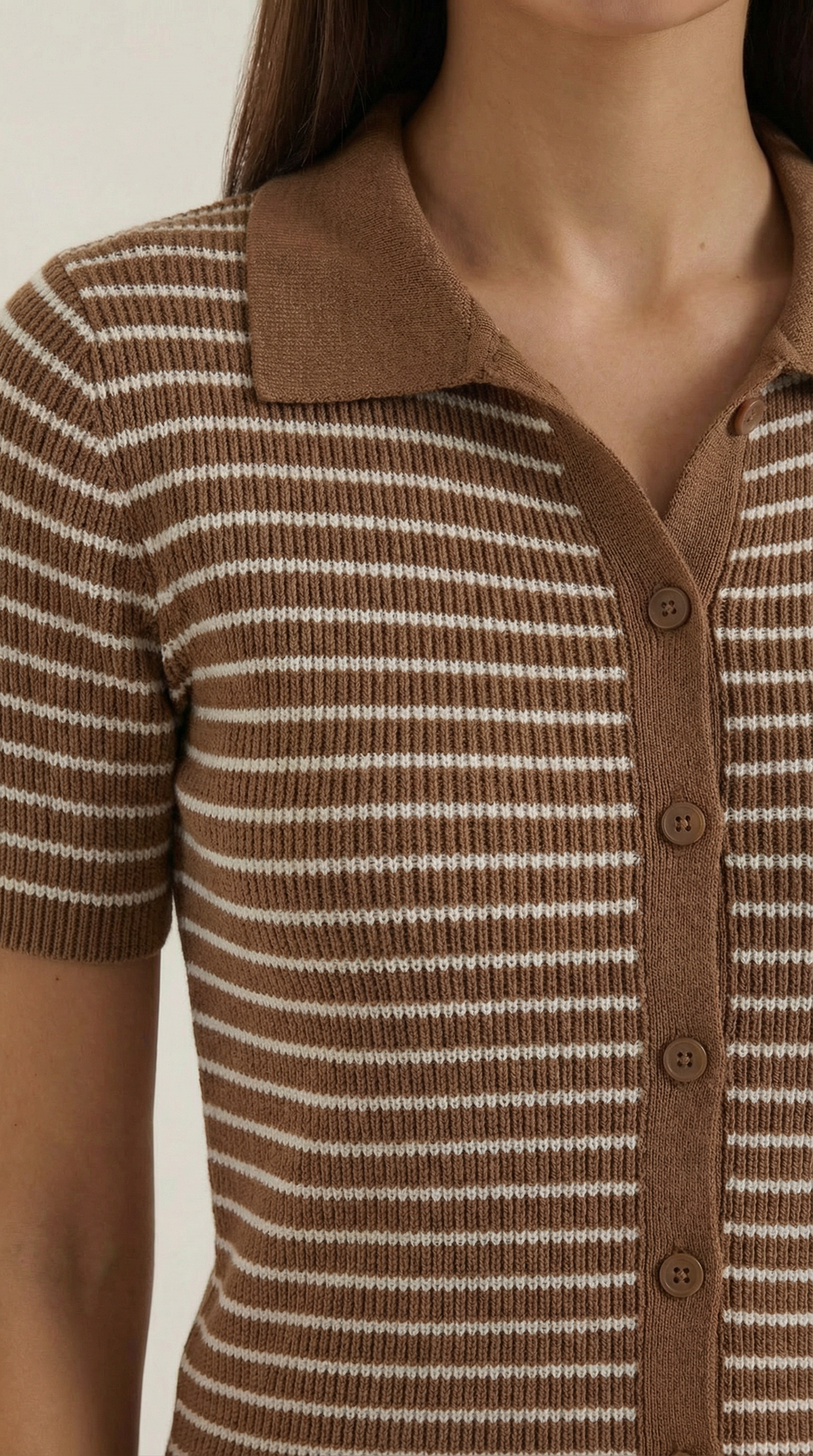 Striped Cropped Polo Top