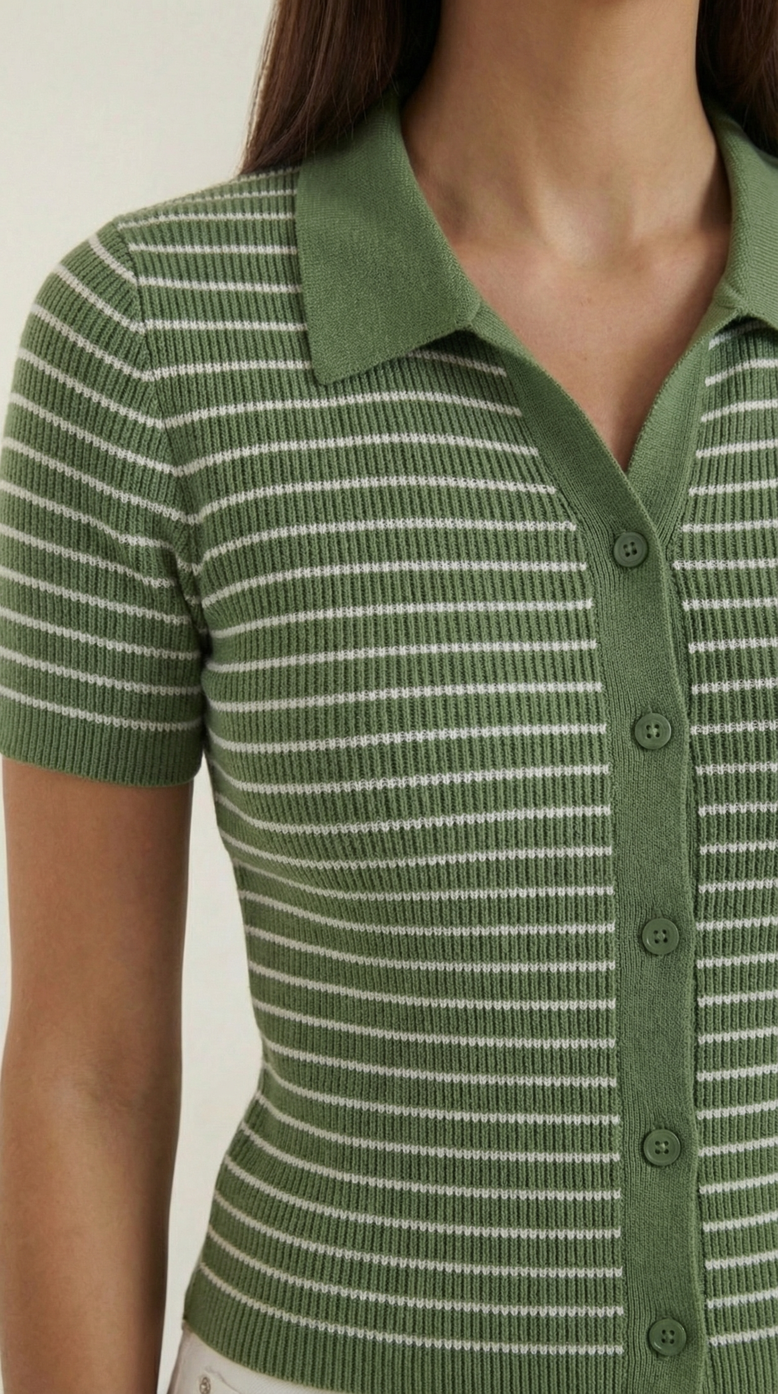 Striped Cropped Polo Top