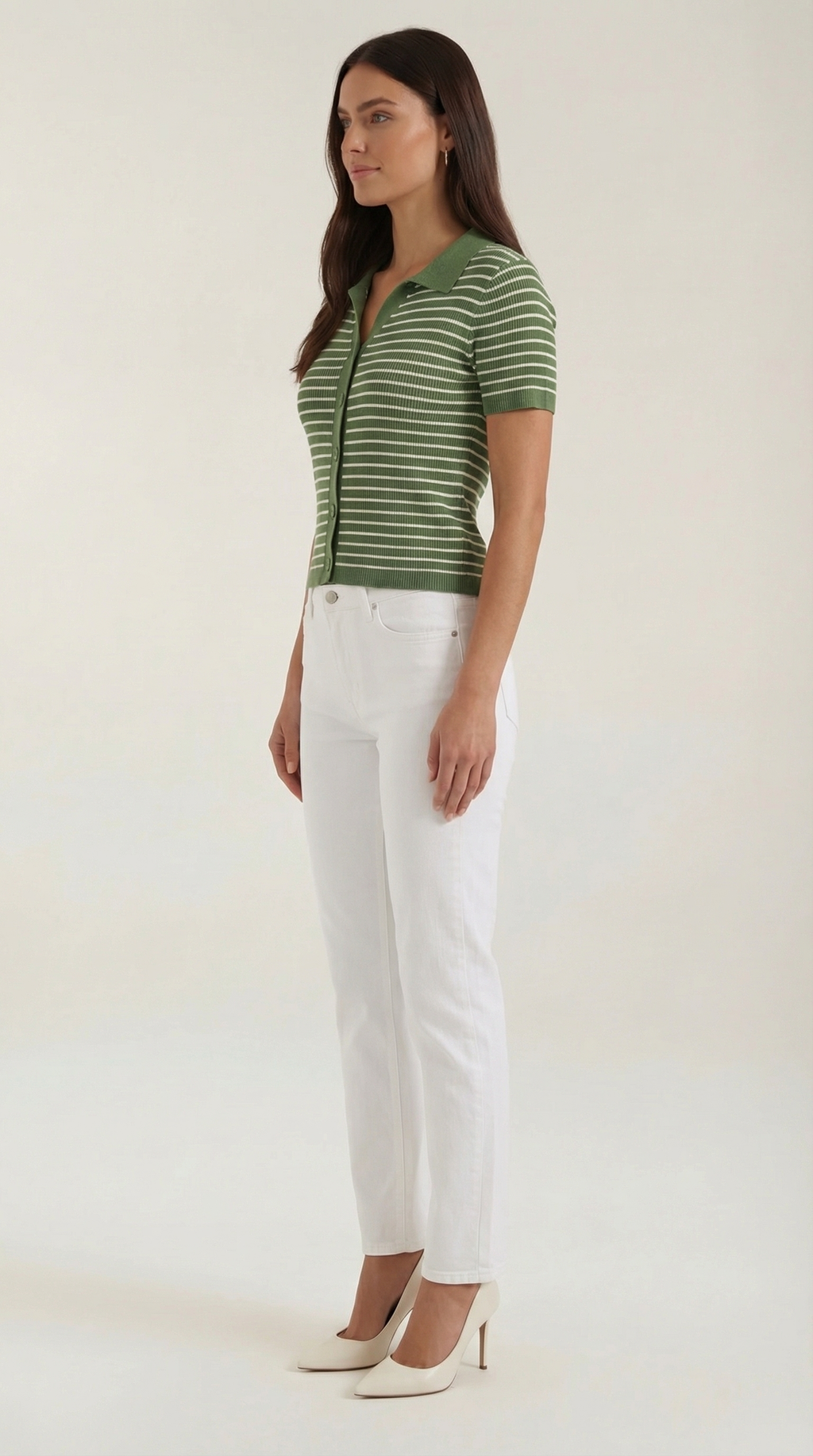 Striped Cropped Polo Top