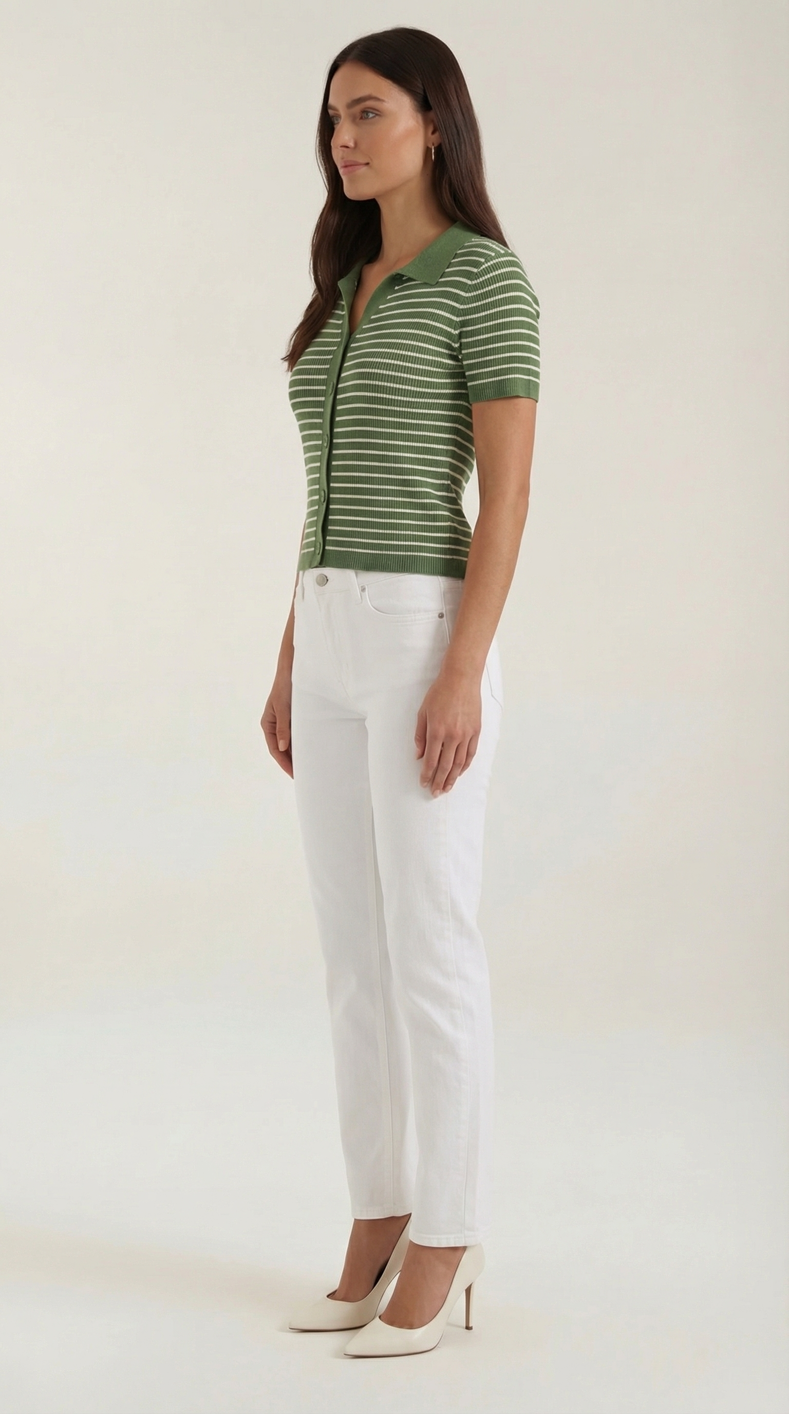 Striped Cropped Polo Top