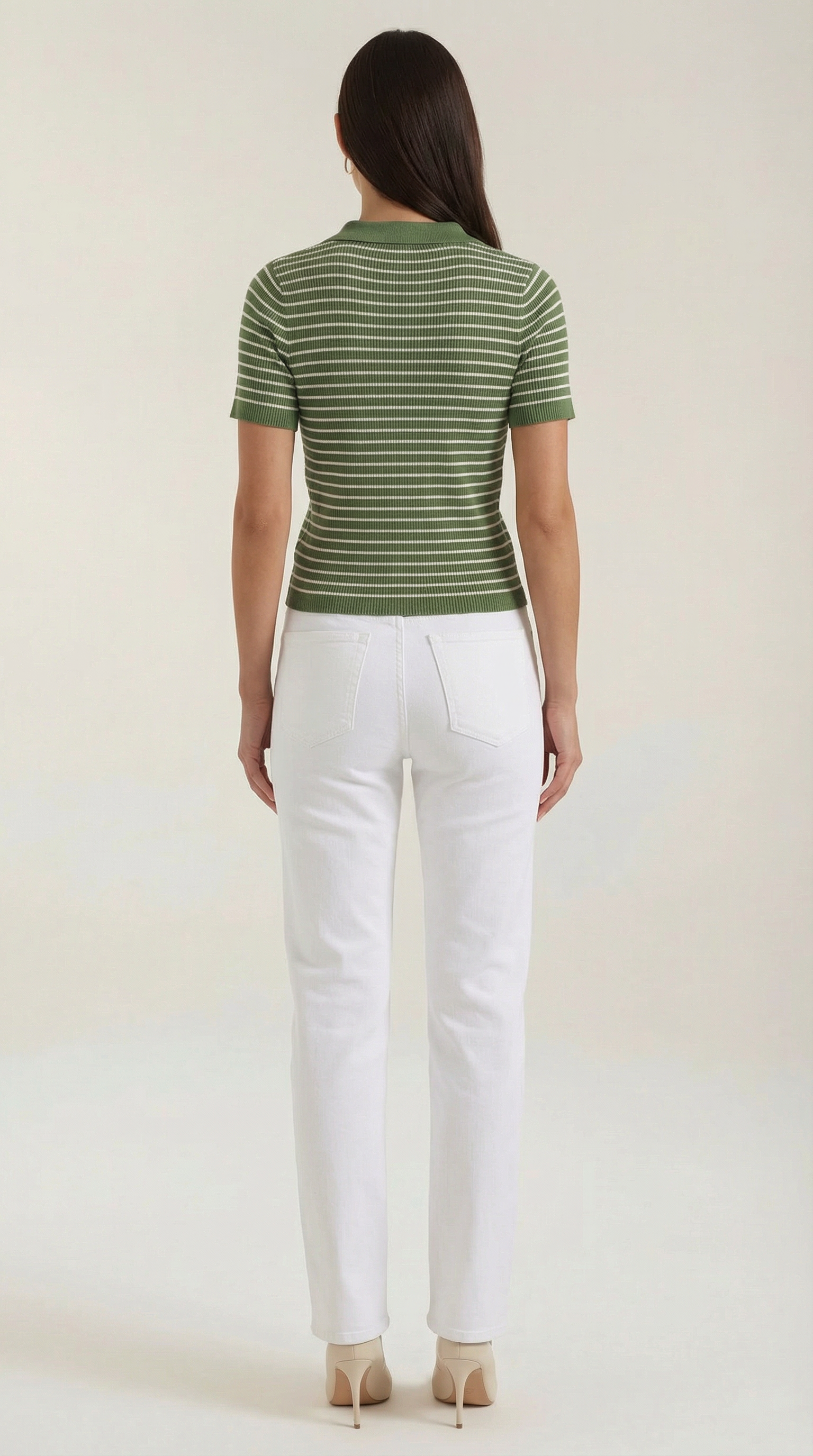 Striped Cropped Polo Top