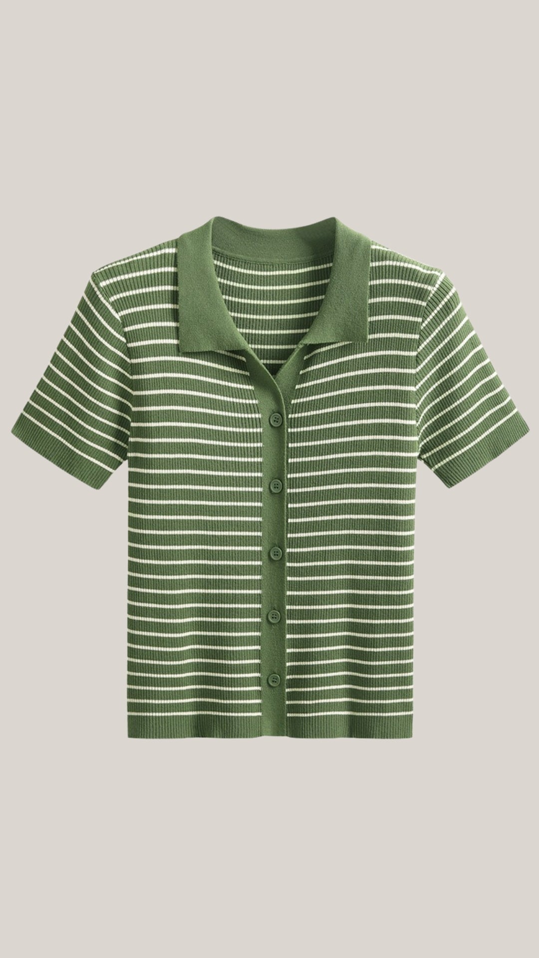 Striped Cropped Polo Top