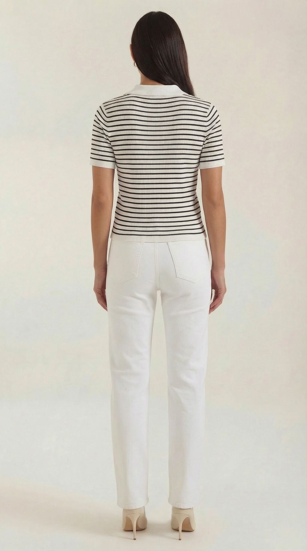 Striped Cropped Polo Top