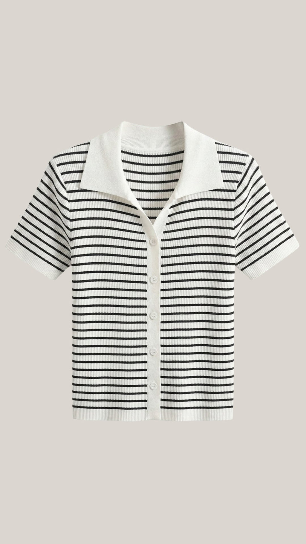 Striped Cropped Polo Top
