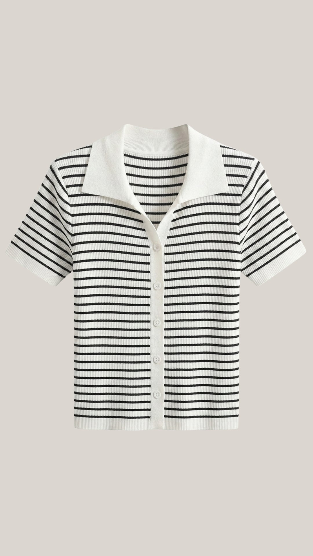 Striped Cropped Polo Top