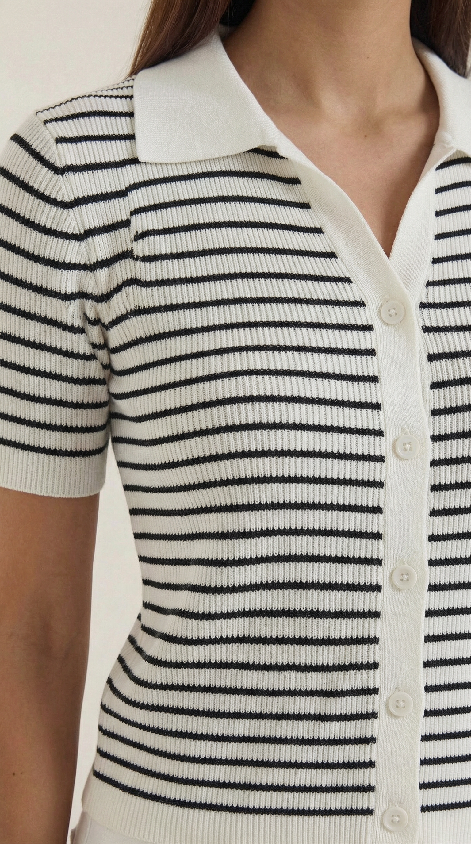 Striped Cropped Polo Top