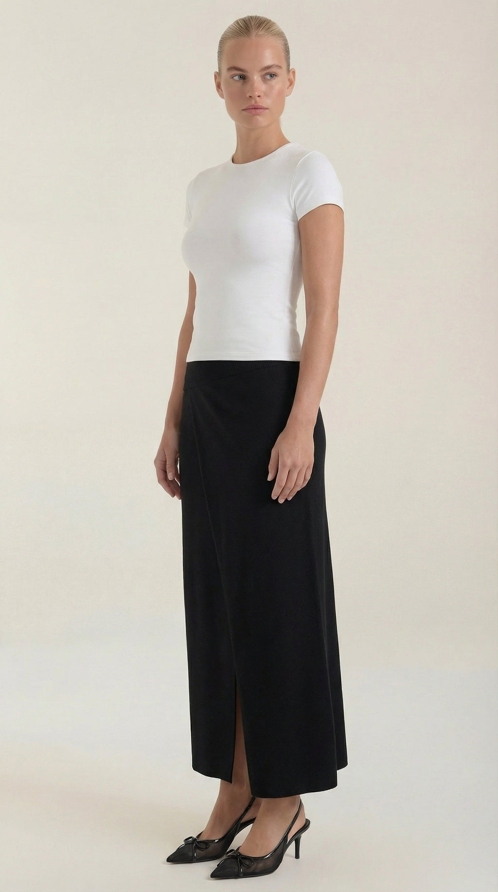 Knit Wrap Midi Skirt
