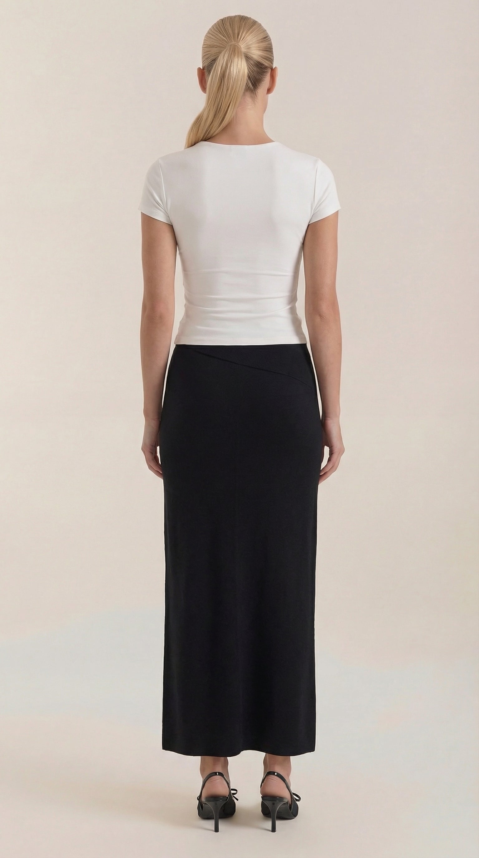 Knit Wrap Midi Skirt