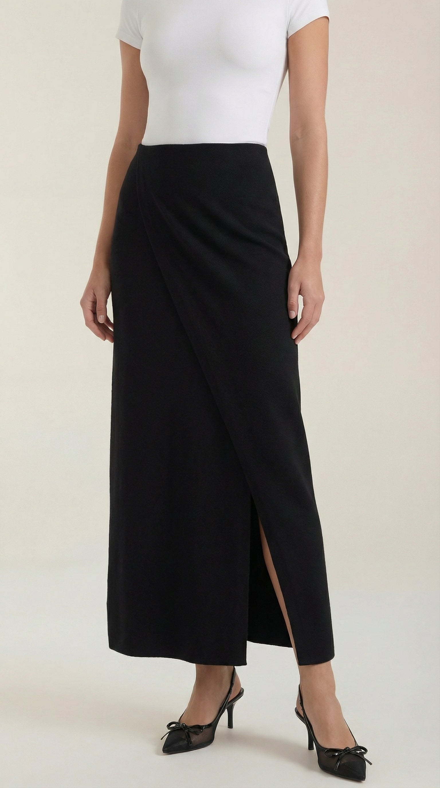 Knit Wrap Midi Skirt