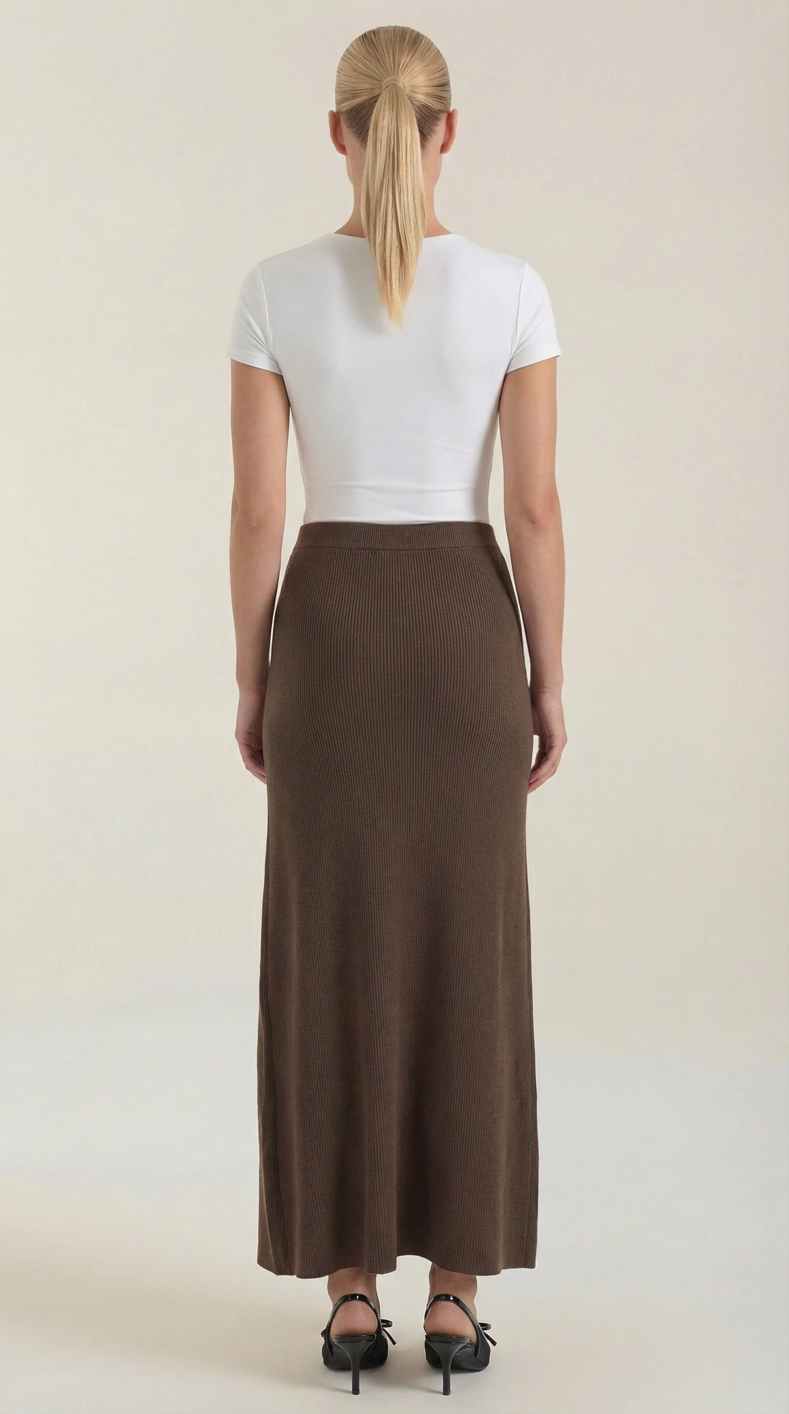 Knit Wrap Midi Skirt