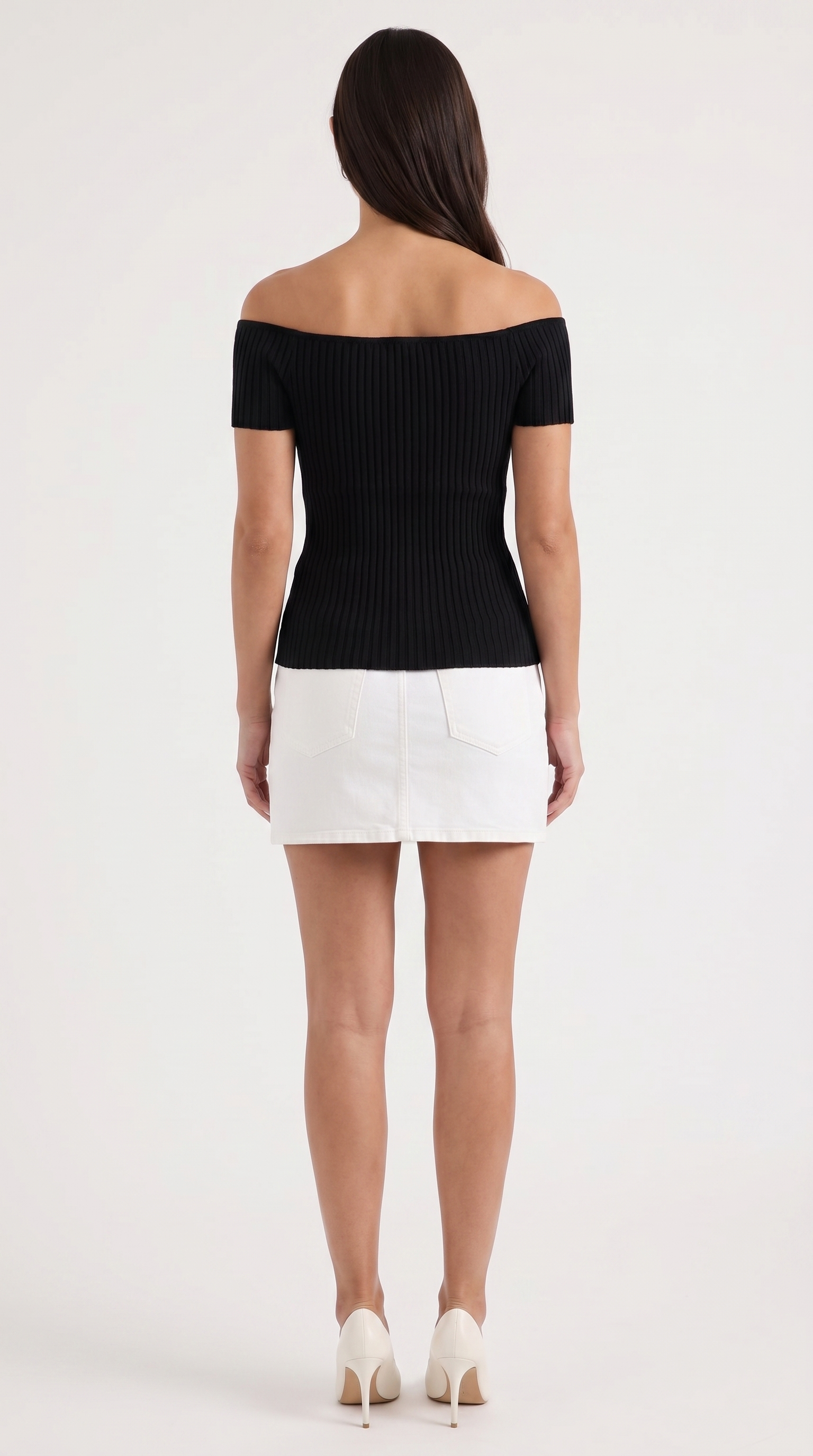 Ribbed Square Neck Puff Sleeve Top