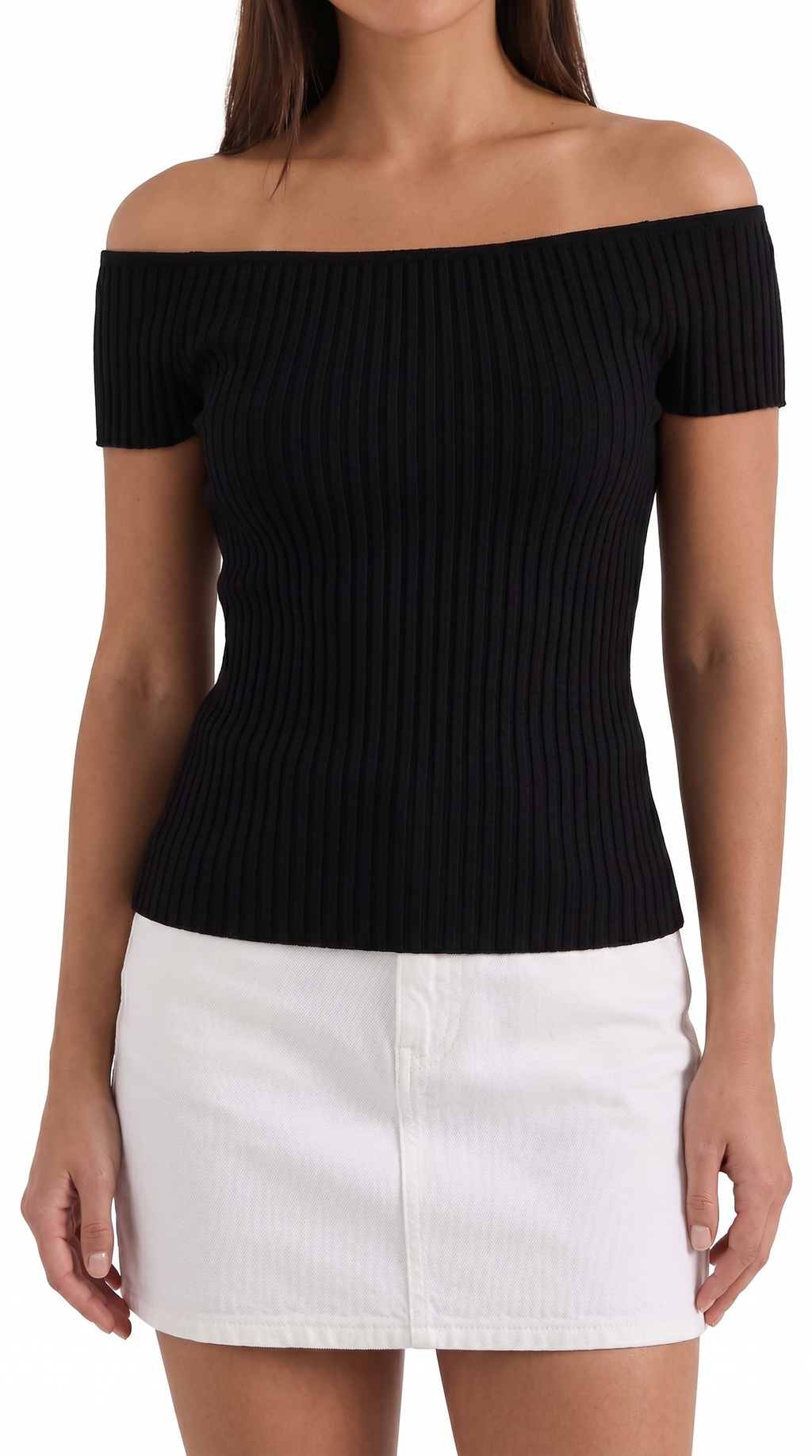 Ribbed Square Neck Puff Sleeve Top