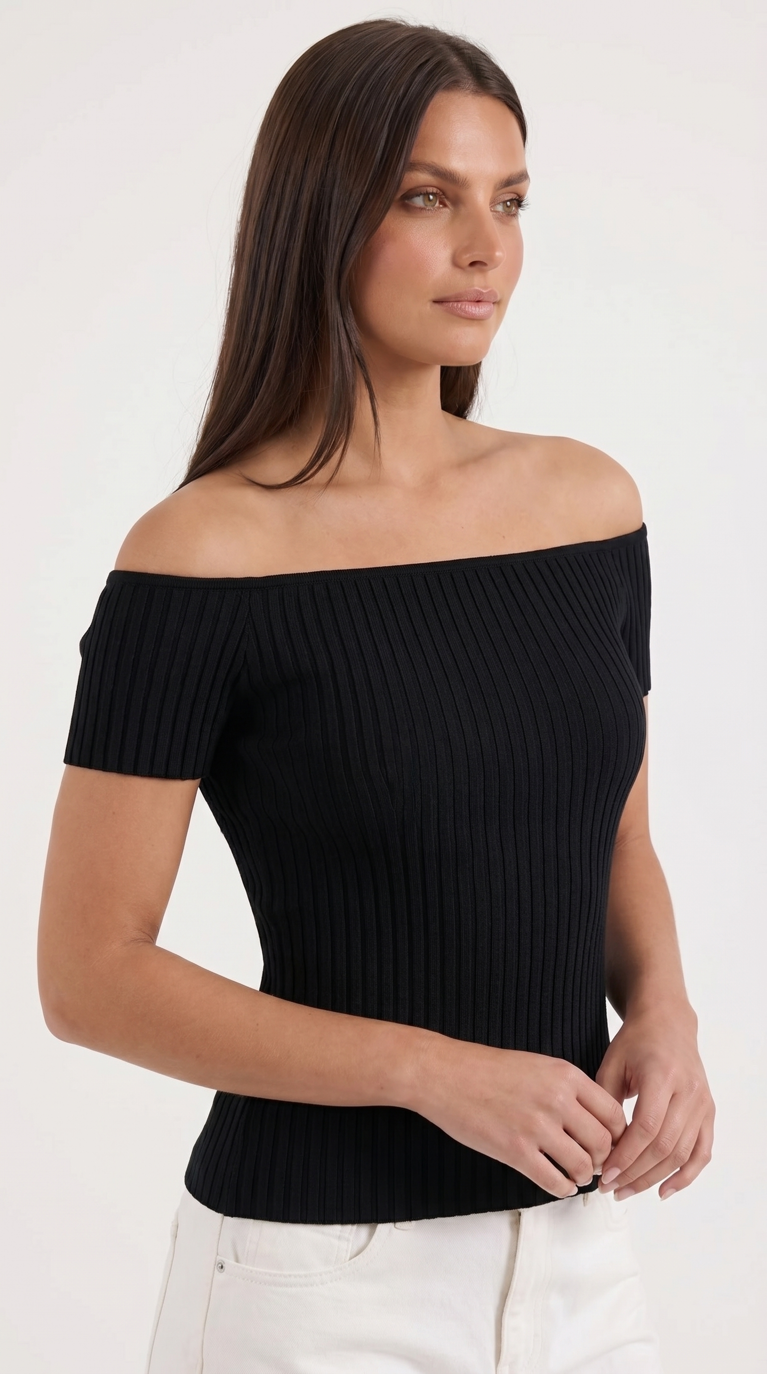 Ribbed Square Neck Puff Sleeve Top