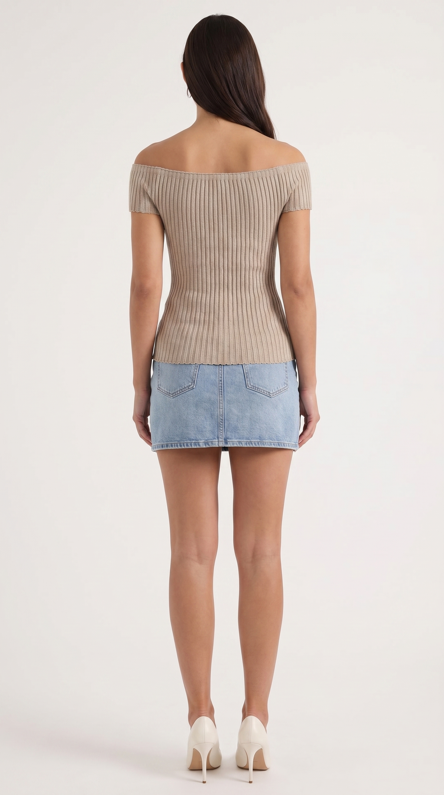 Ribbed Square Neck Puff Sleeve Top