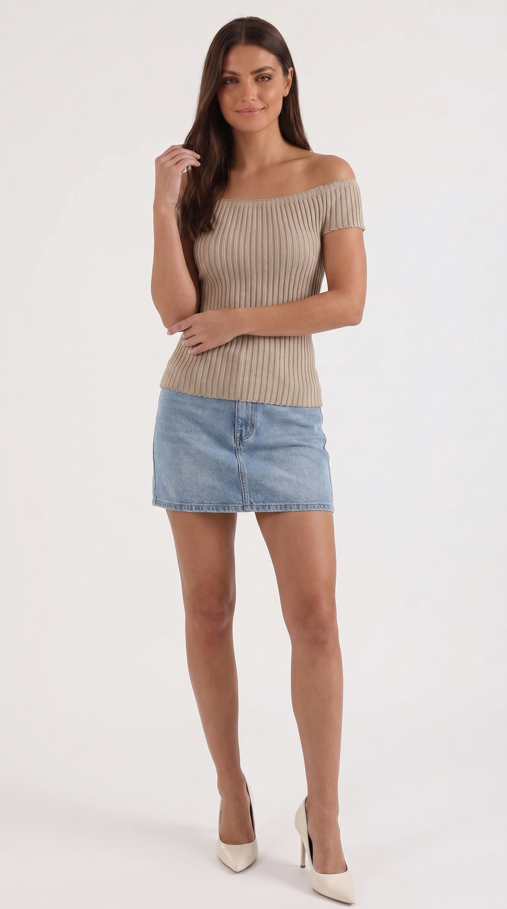 Ribbed Square Neck Puff Sleeve Top