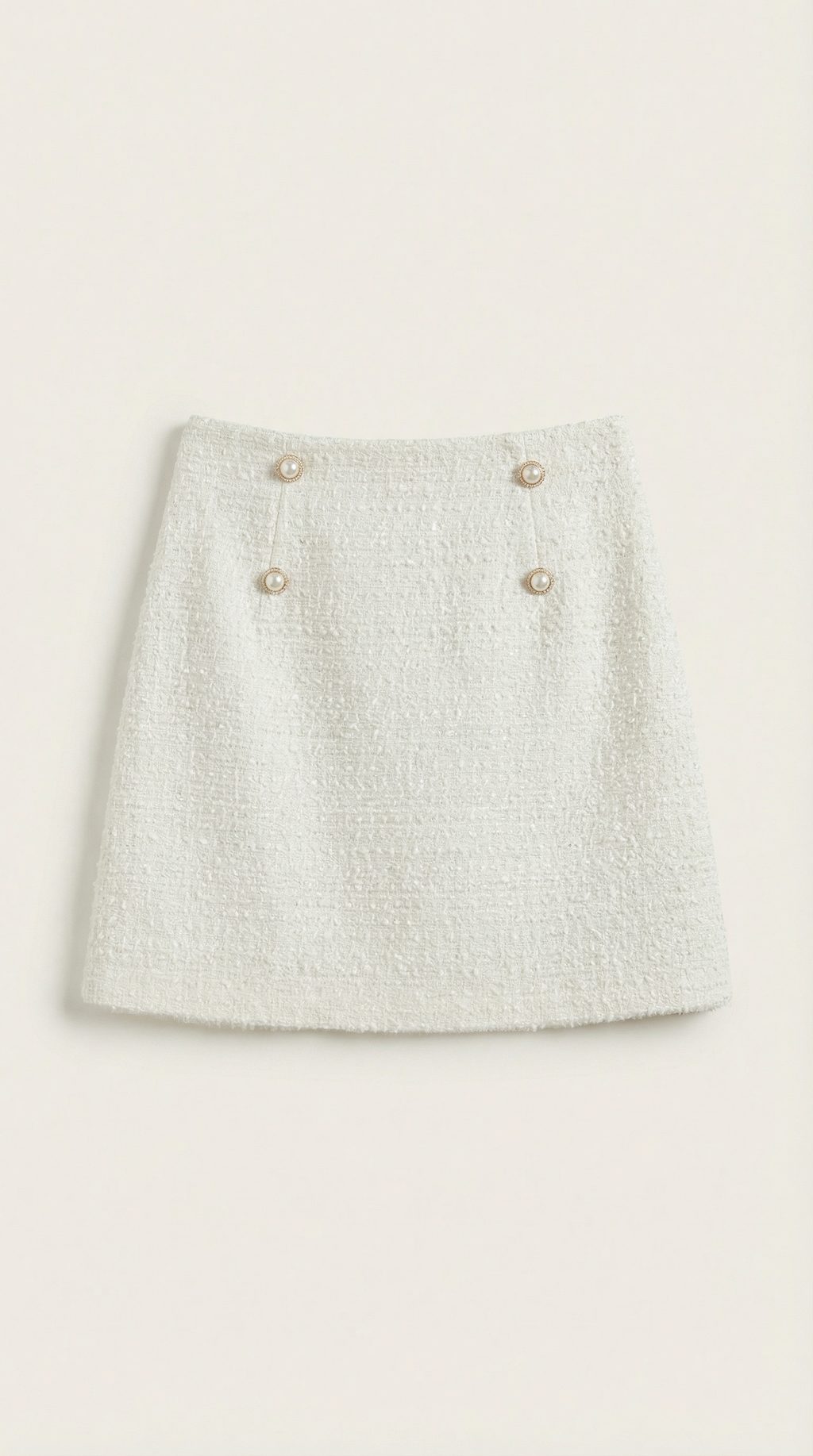 High-Waist Tweed Button Mini Skirt