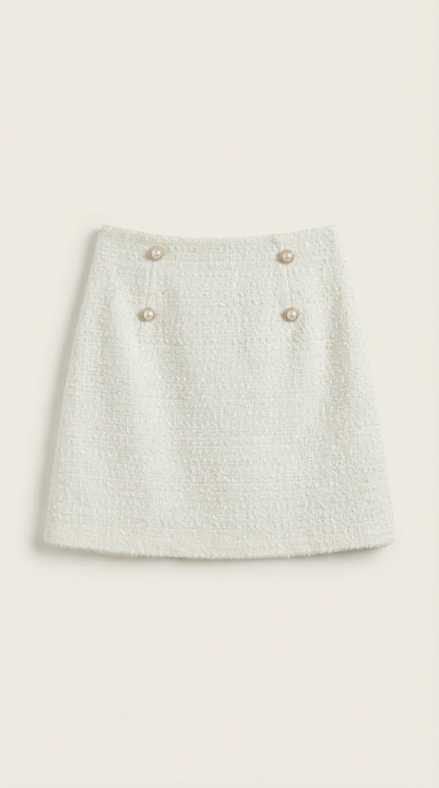 High-Waist Tweed Button Mini Skirt