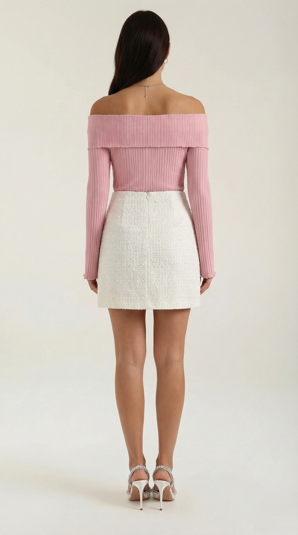 High-Waist Tweed Button Mini Skirt