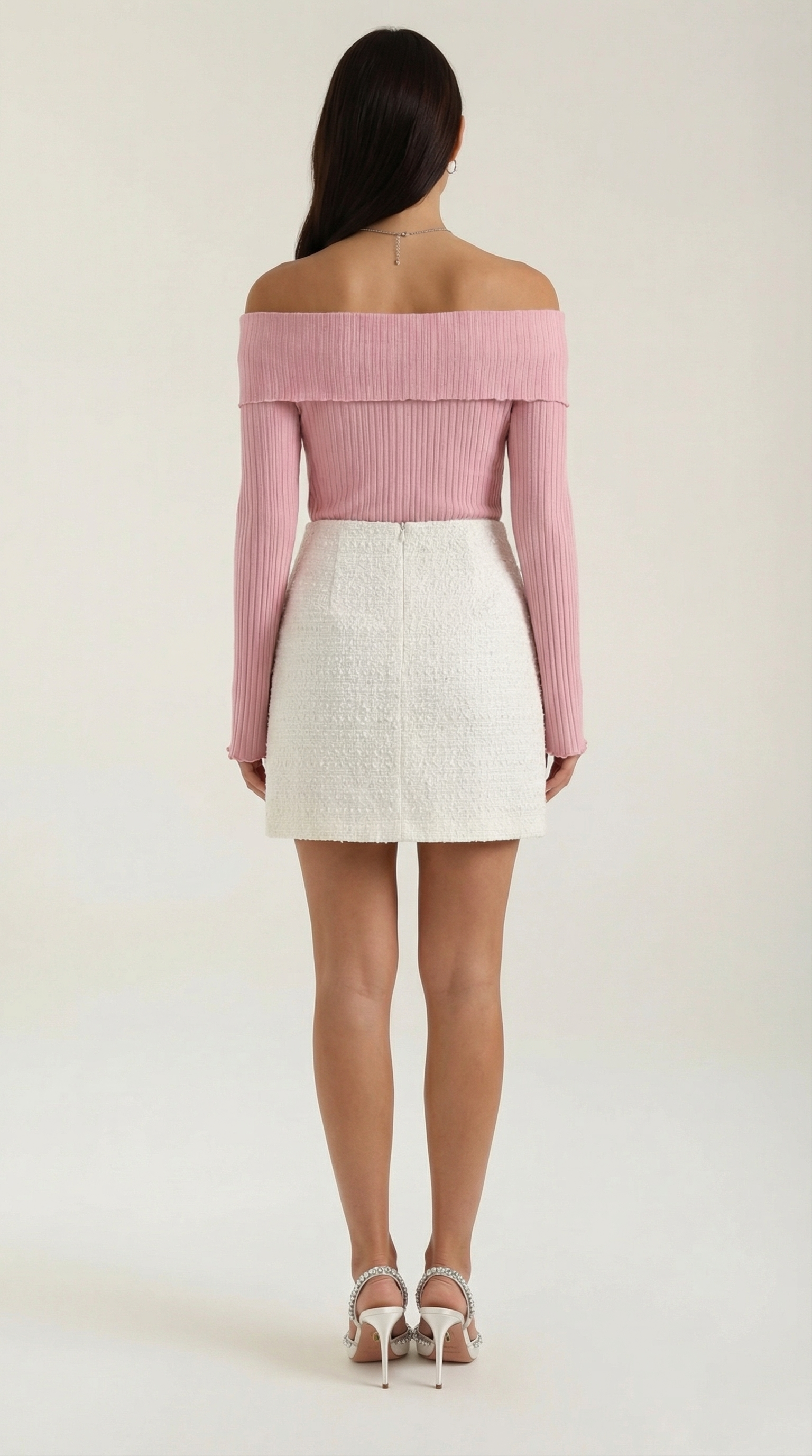 High-Waist Tweed Button Mini Skirt
