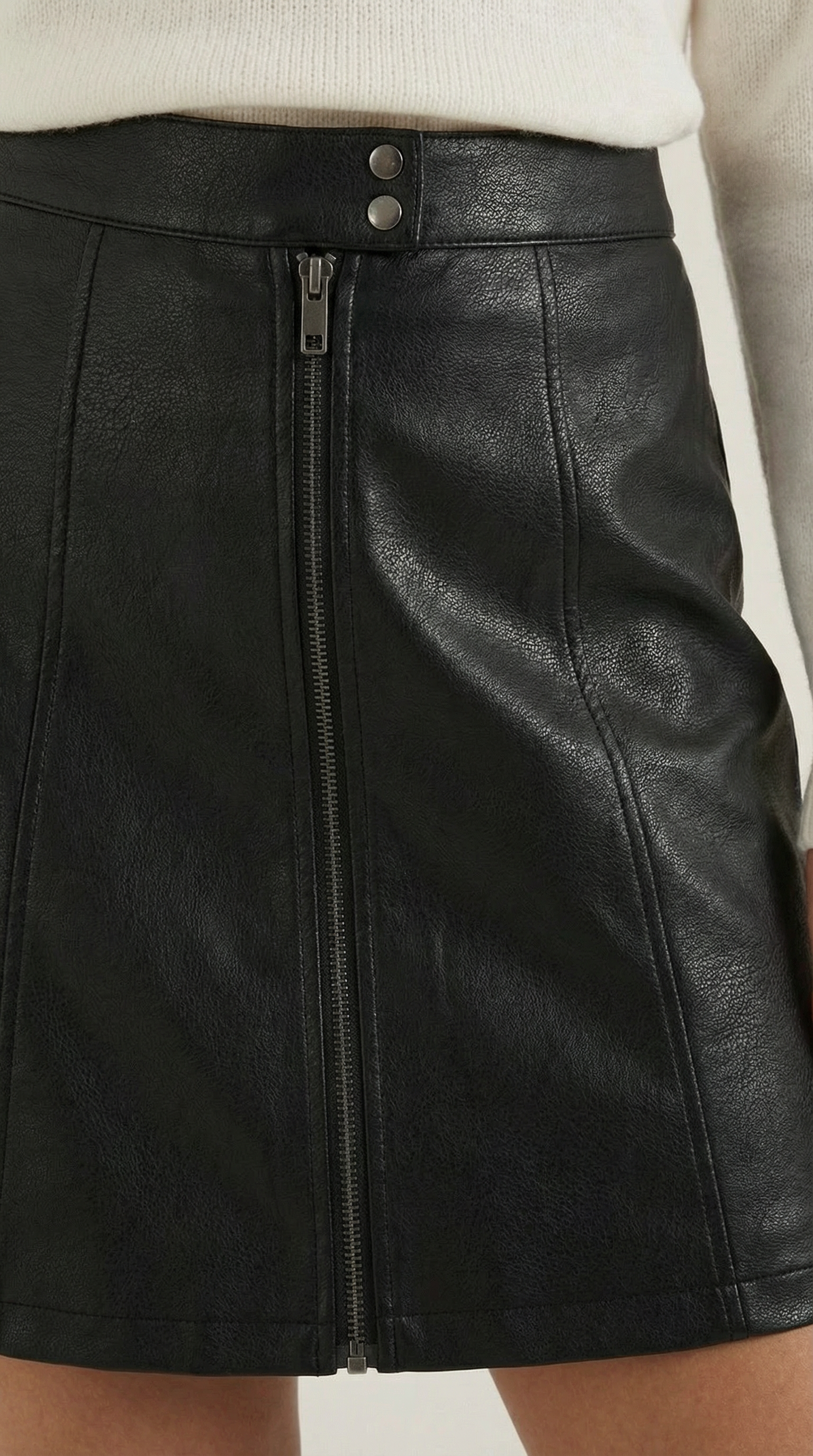 Vegan Leather Zip Mini Skirt
