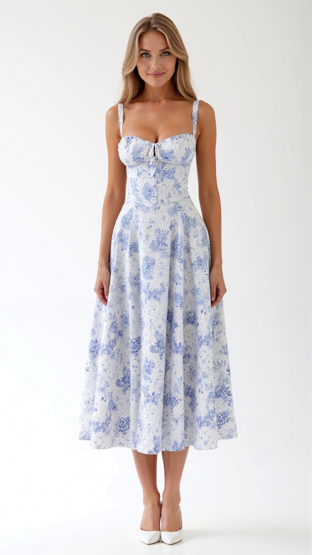 Lace Up Floral Midi Sundress