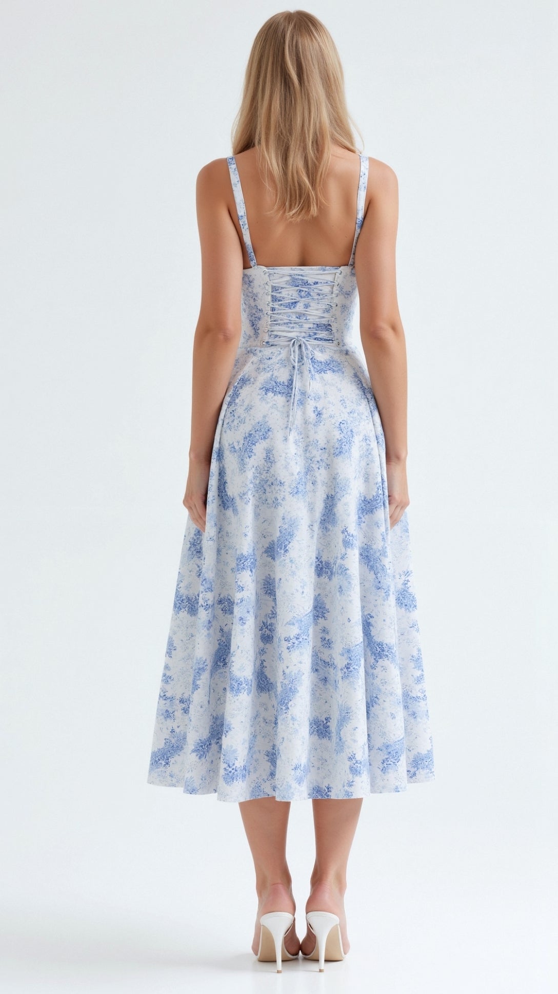 Lace Up Floral Midi Sundress