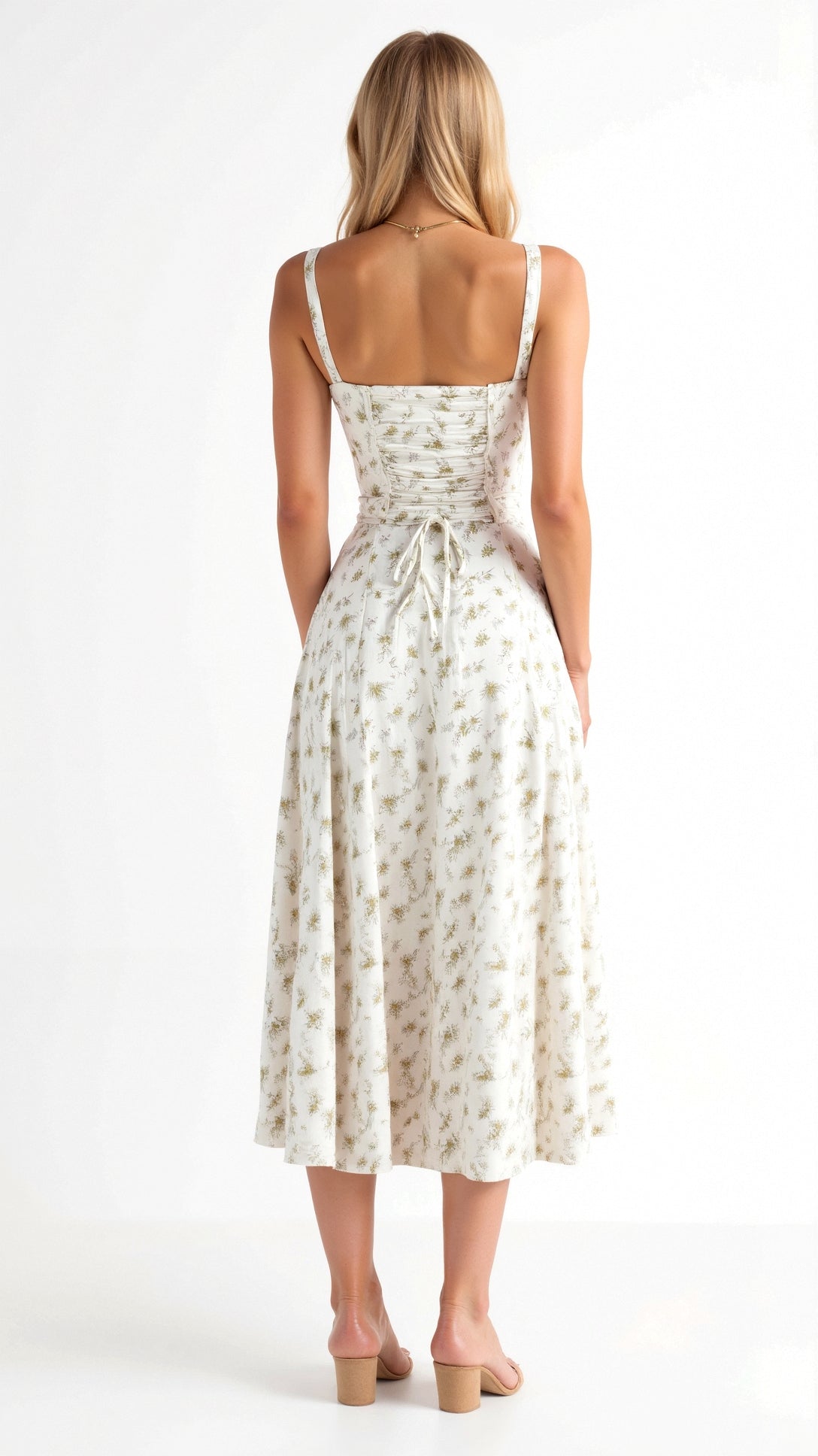 Lace Up Floral Midi Sundress