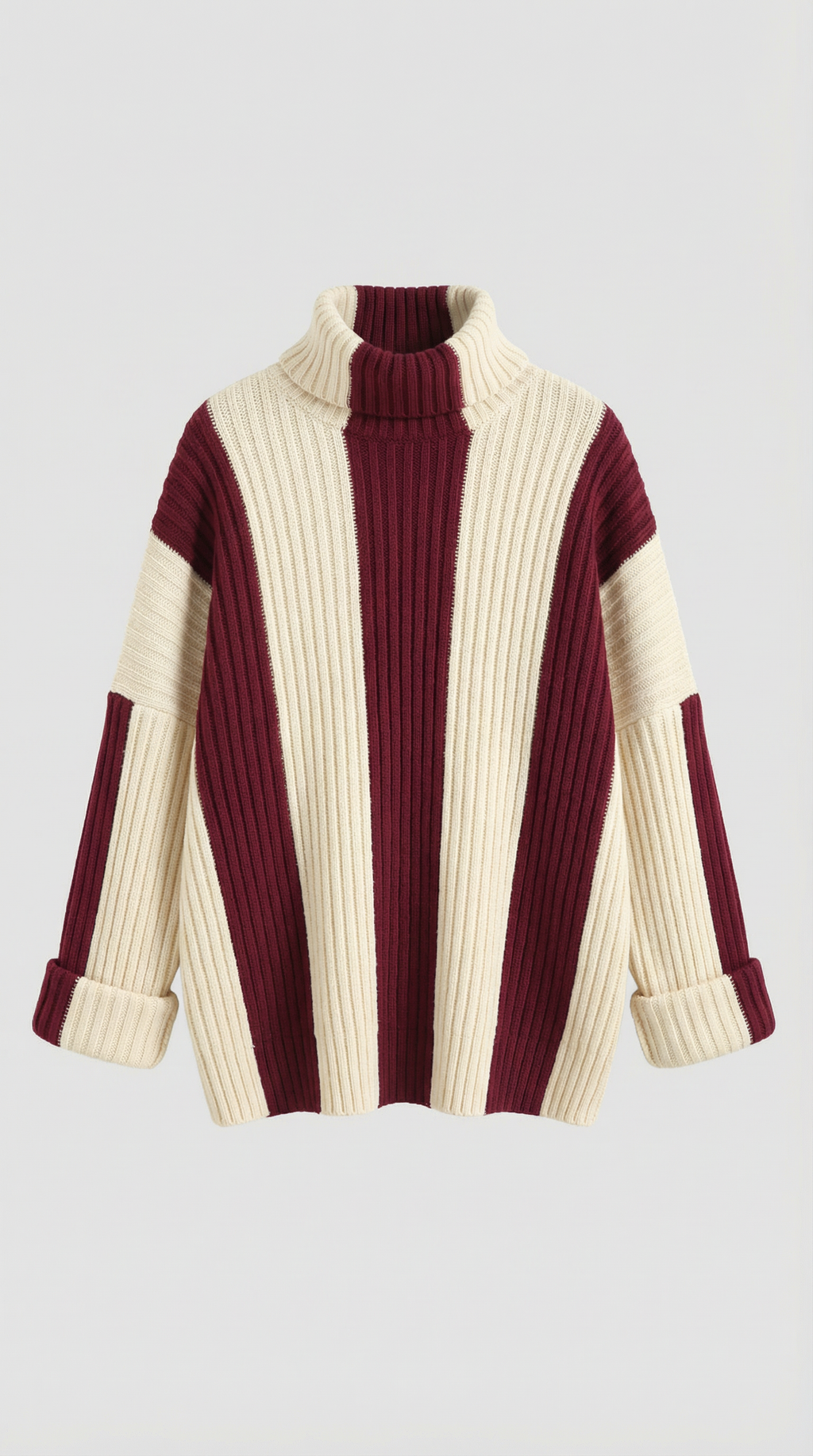 Oversized Striped Roll Neck Sweater