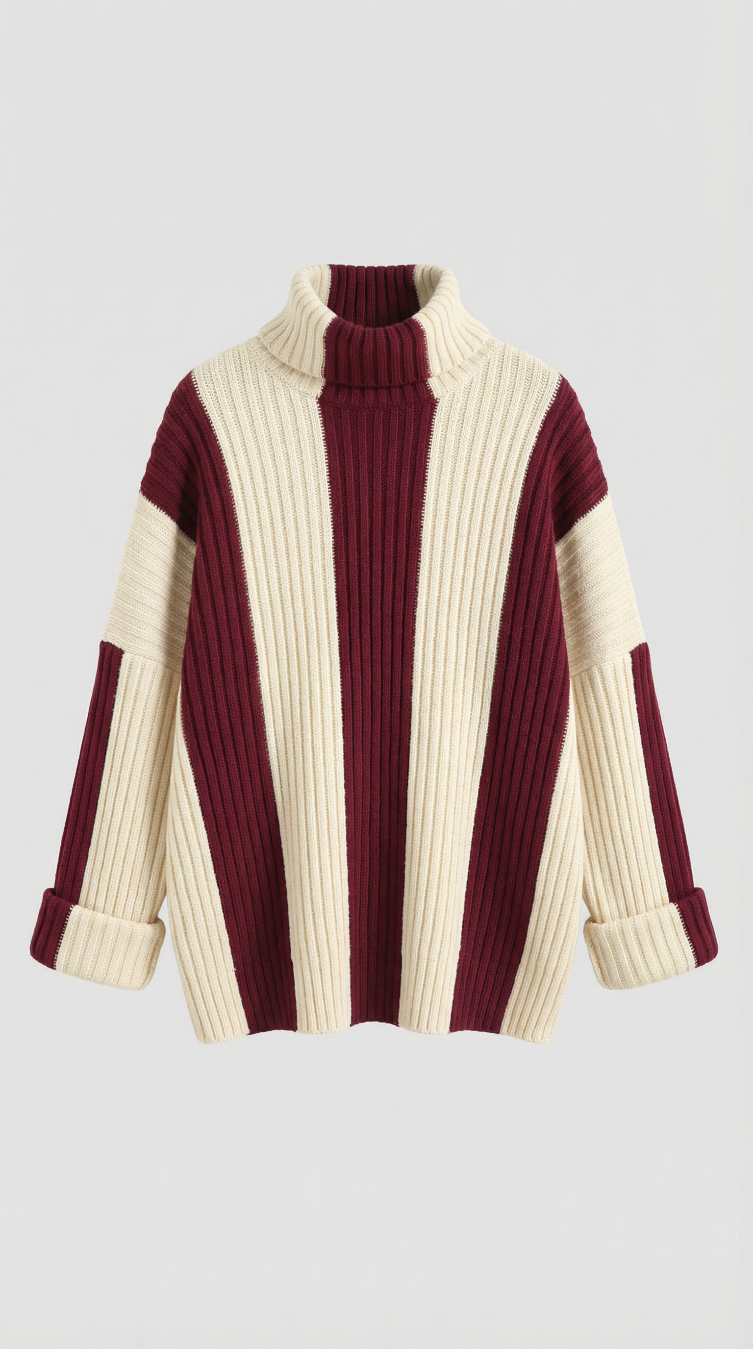 Oversized Striped Roll Neck Sweater