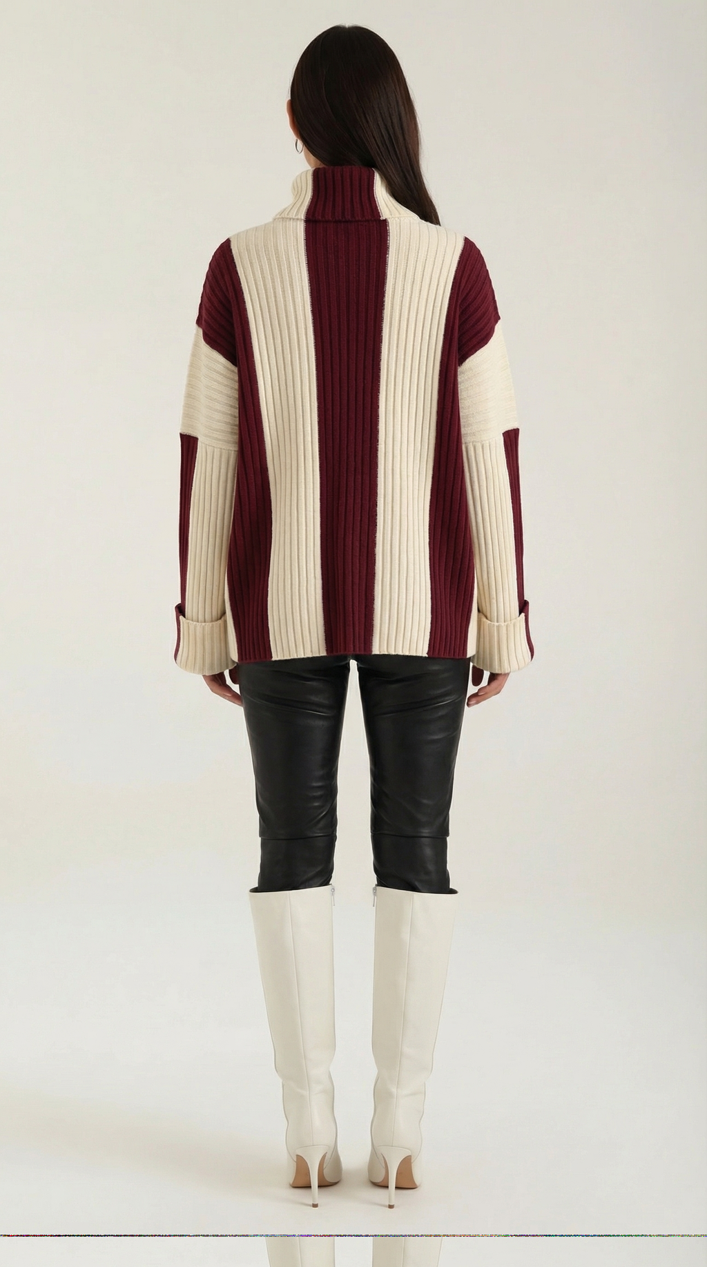 Oversized Striped Roll Neck Sweater