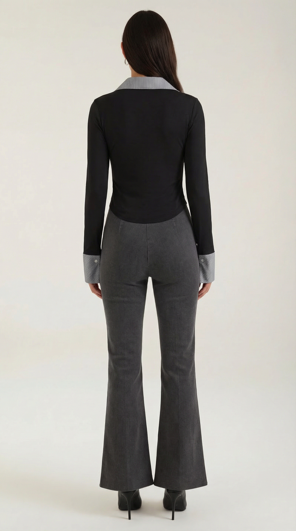 Pleated Bib Long Sleeve Top