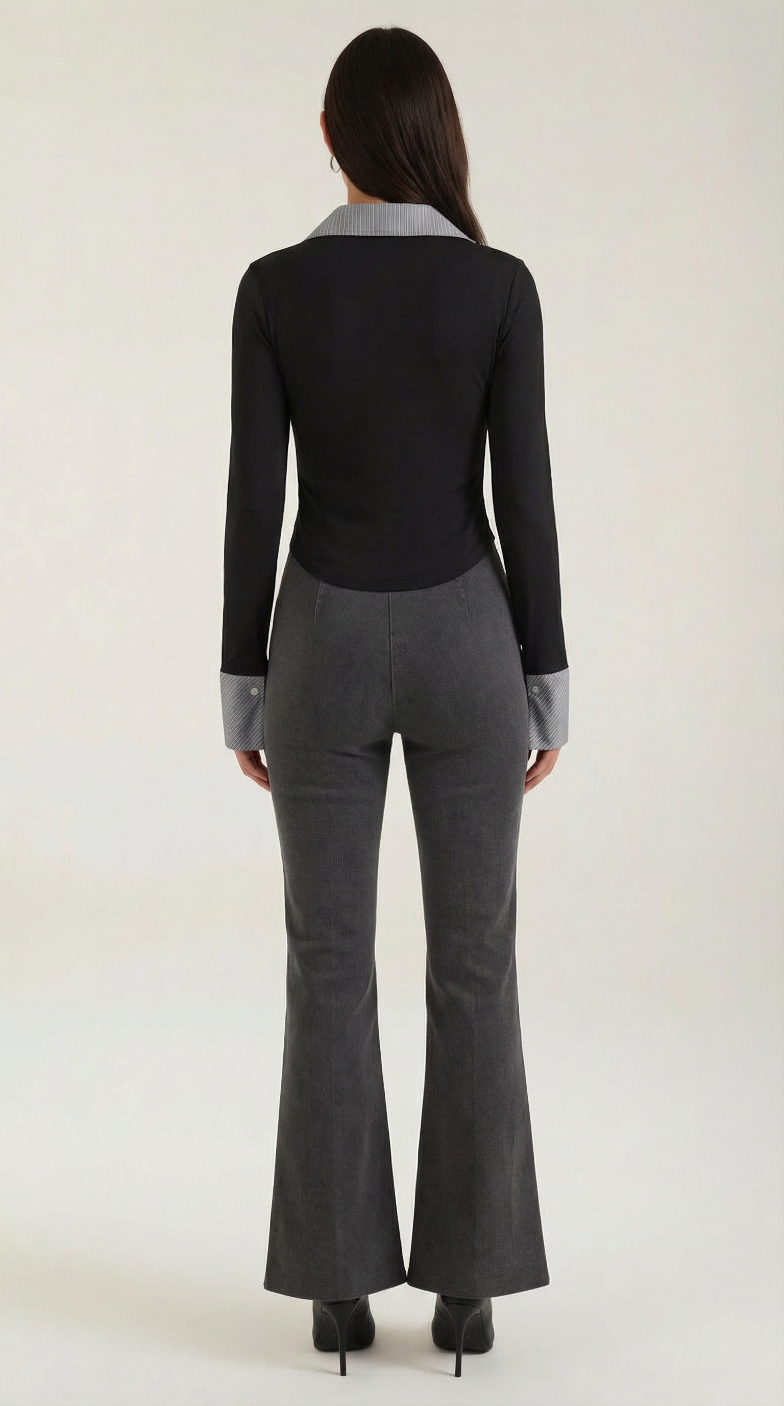 Pleated Bib Long Sleeve Top