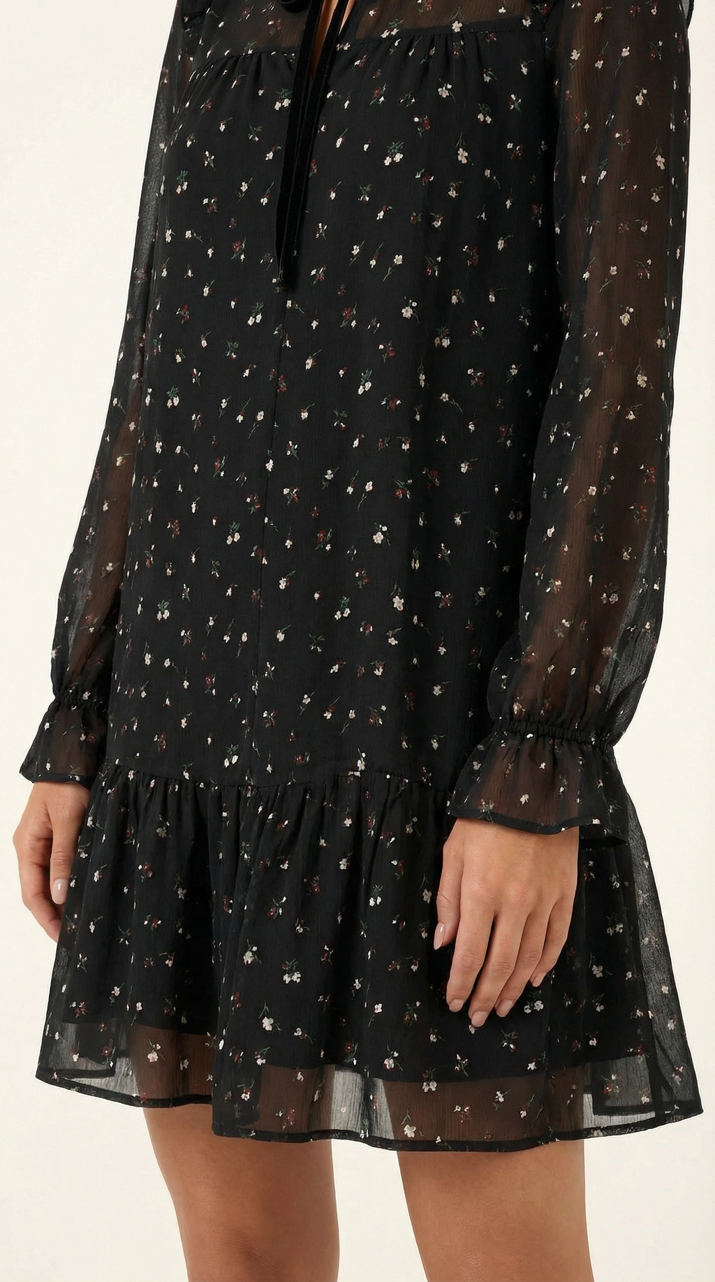 Ruffle Trim Metallic Dot Mini Dress