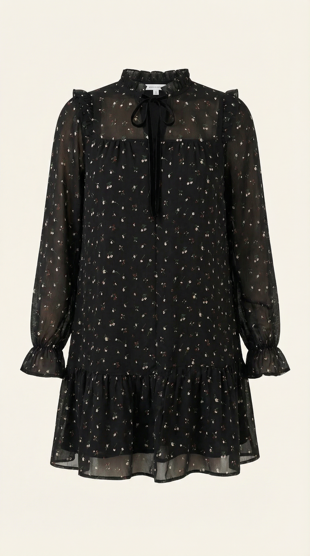 Ruffle Trim Metallic Dot Mini Dress