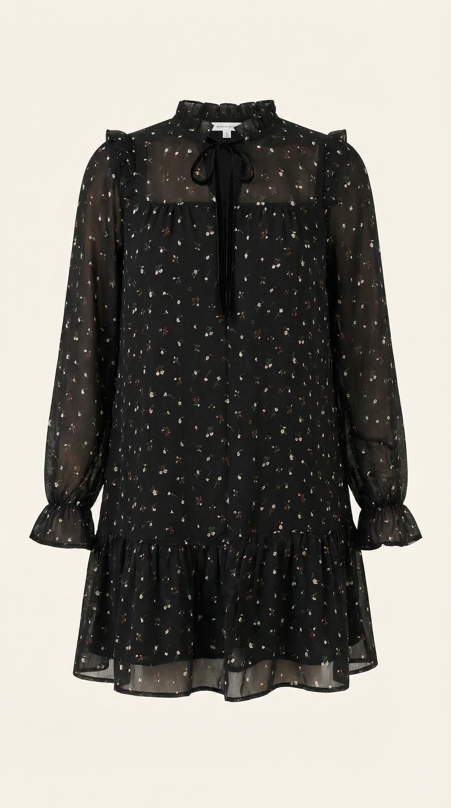 Ruffle Trim Metallic Dot Mini Dress