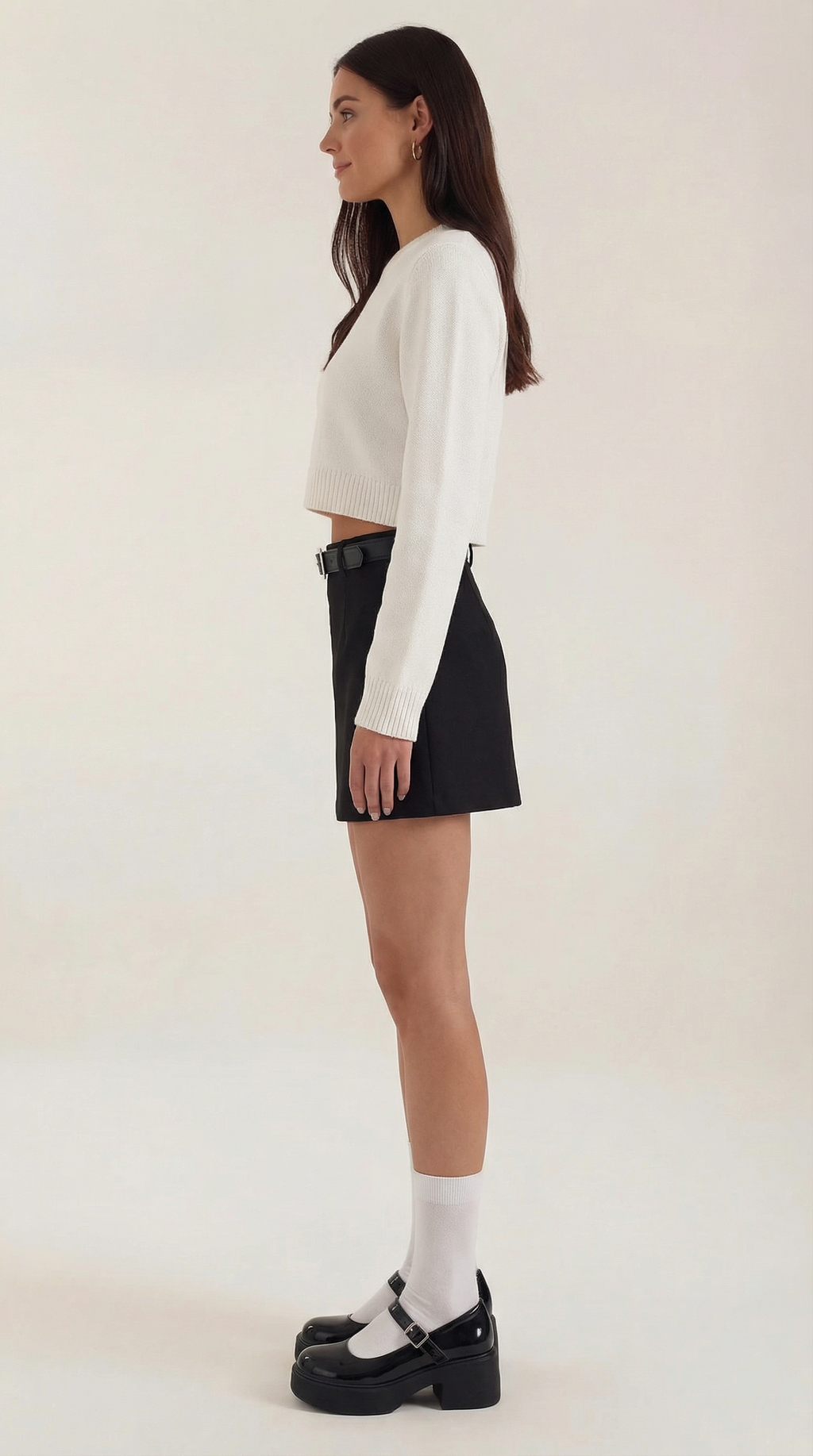 Belted High-Waist Mini Skirt
