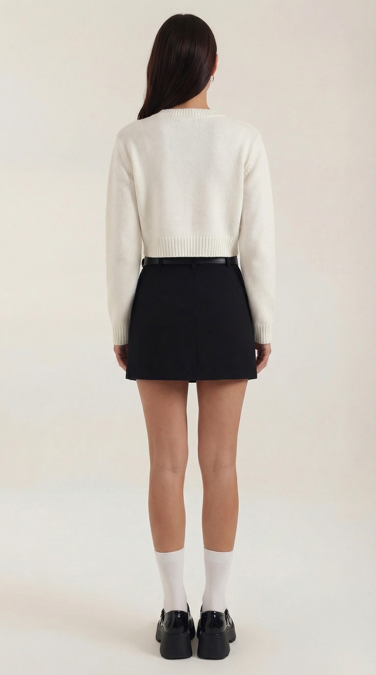 Belted High-Waist Mini Skirt