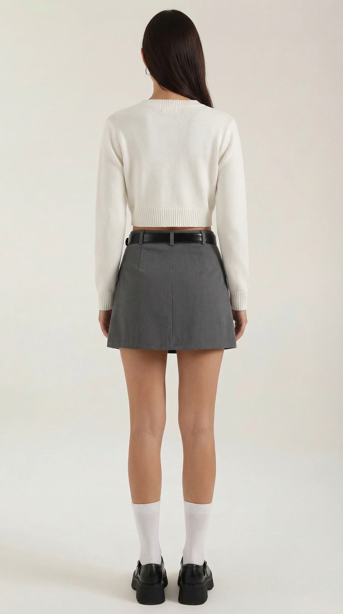 Belted High-Waist Mini Skirt