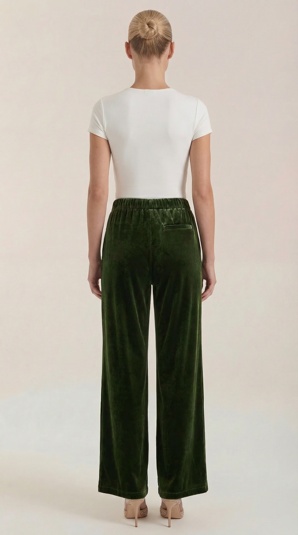 High-Waist Velvet Wide-Leg Trousers