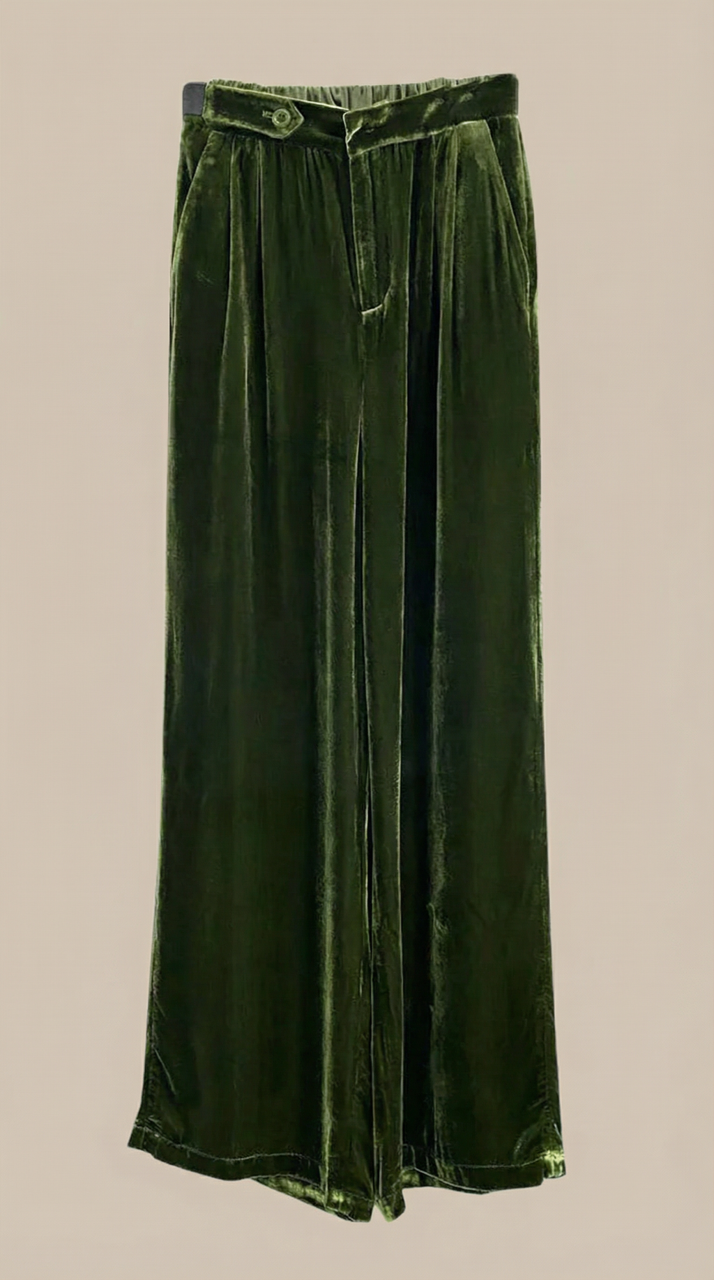 High-Waist Velvet Wide-Leg Trousers