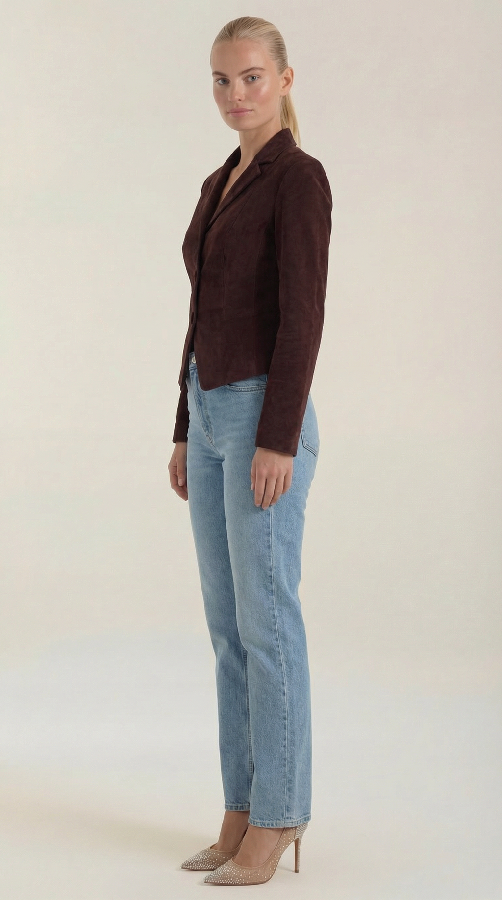 Tailored Velvet Button-Front Jacket