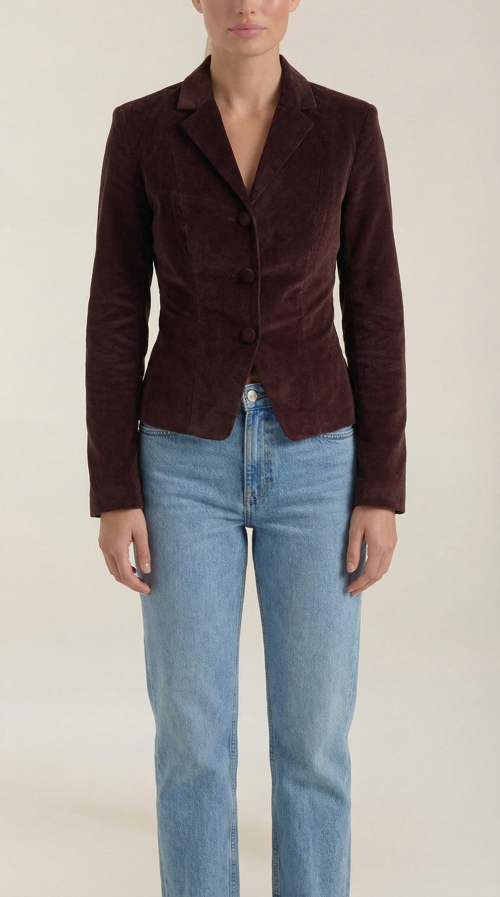 Tailored Velvet Button-Front Jacket