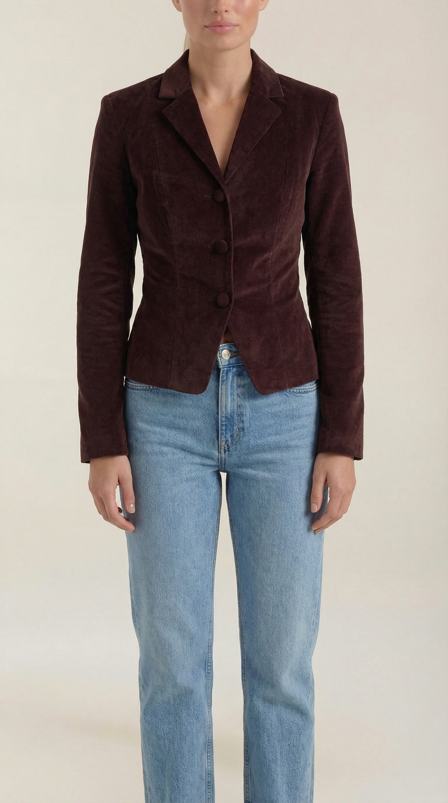 Tailored Velvet Button-Front Jacket